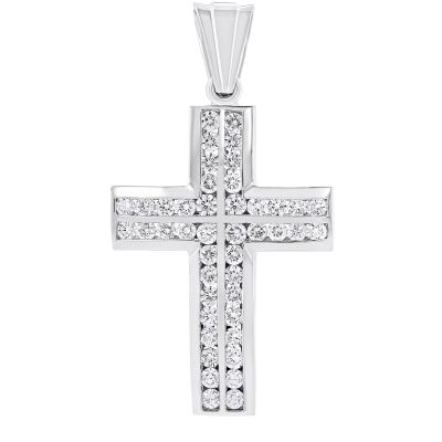 9ct White Gold Cross And Chain - R6609 | F.Hinds Jewellers
