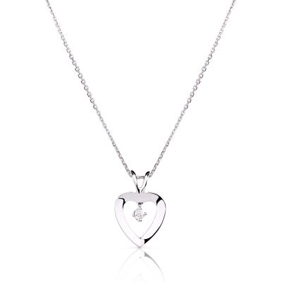 Sterling Silver Black And White Diamond Heart Pendant Necklace 20” | eBay