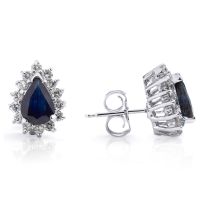 Pear Shaped Sapphire & Diamond Halo in 14K White Gold (7x5mm)