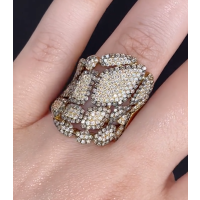 Champagne and White Pave Diamond Fashion Ring in 18K Yellow Gold (2.87ct)