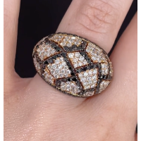 Black and White Pave Diamond Dome Ring in 18K Rose and Yellow Gold (5.03ct)