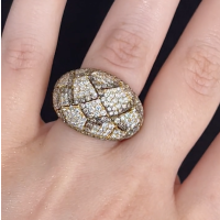 White and Champagne Diamond Dome Ring in 18K Yellow Gold (4.91ct)