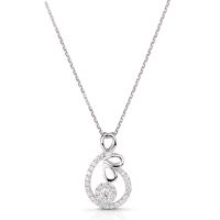 Pear Shaped Diamond Cluster Pendant in 18K White Gold (0.40ct)