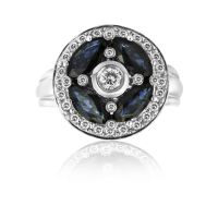 Sapphire and Diamond Ring in 14K White Gold
