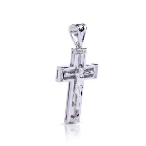 Men's Diamond Crucifix-Cross Pendant in 14K White Gold (0.16ct)