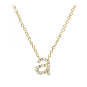 Lowercase Mini Diamond Initial Pendant in 14k Yellow Gold 