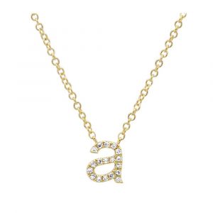 Lowercase Mini Diamond Initial Pendant in 14k Yellow Gold 