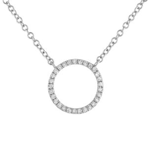 Mini Circle Diamond Necklace in 14K White Gold