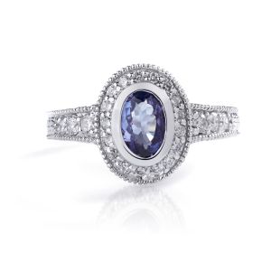 Oval Tanzanite and Diamond Ring in 14K White Gold
