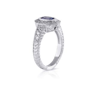Oval Tanzanite and Diamond Ring in 14K White Gold
