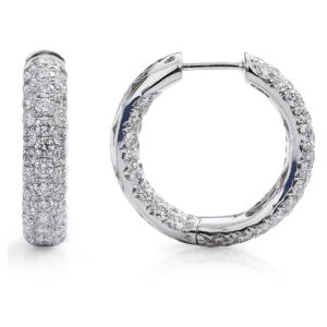 Diamond Pave Hoop Earrings in 18K White Gold (3.85ct)