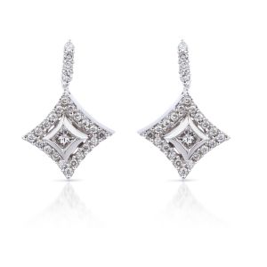 Diamond Princess Halo Drop Earrings in 14K White Gold (1.06ct)