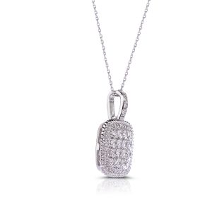 Textured Cushion-Shaped Diamond Cluster Pendant in 14K White Gold (2.65ct)
