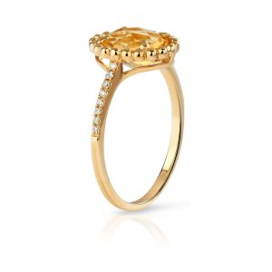 Oval Citrine and Diamond Ring in 14K Yellow Gold