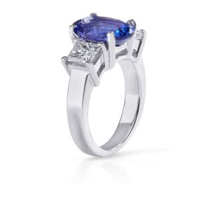 Oval Tanzanite and Diamond Ring in 14K White Gold