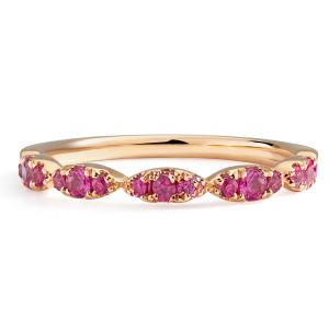 Halfway Marquise Illusion Ruby Stackable Ring in 18K Rose Gold (2.5mm)