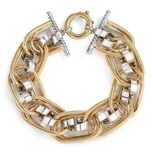 Intertwined Oval-Link Bracelet in 14k Two-Tone Gold (20mm)