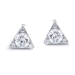 Mini Diamond Triangle Earrings in 18k White Gold (0.21ct)