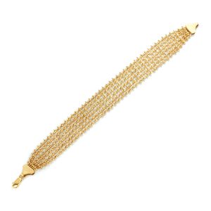 Diamond-Cut Beads Mesh Bracelet in 14K Yellow Gold