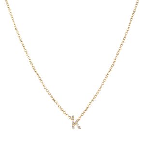 Petite Diamond "k" Initial Necklace in 14K Yellow Gold