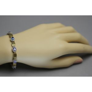 Oval Tanzanite and Diamond Bracelet in 14K Yellow and White Gold