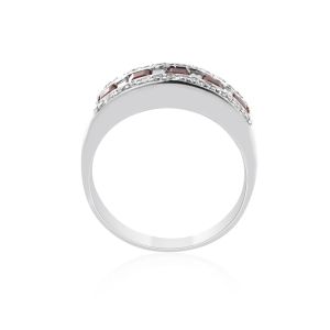 Channel Set Princess Cut Ruby and Diamond Ring in 14K White Gold