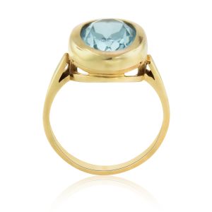 Bezel-Set Blue Topaz Oval Ring in 14K Yellow Gold (6.00ct)
