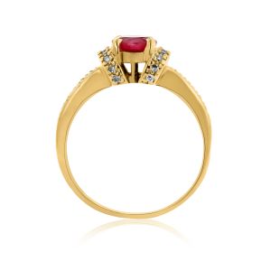 Round Ruby and Diamond Ring in 10K Yellow Gold